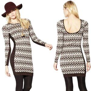 Free People Cozy Cabin Bodycon Sweater Dress Metallic Detail Low Back Size M